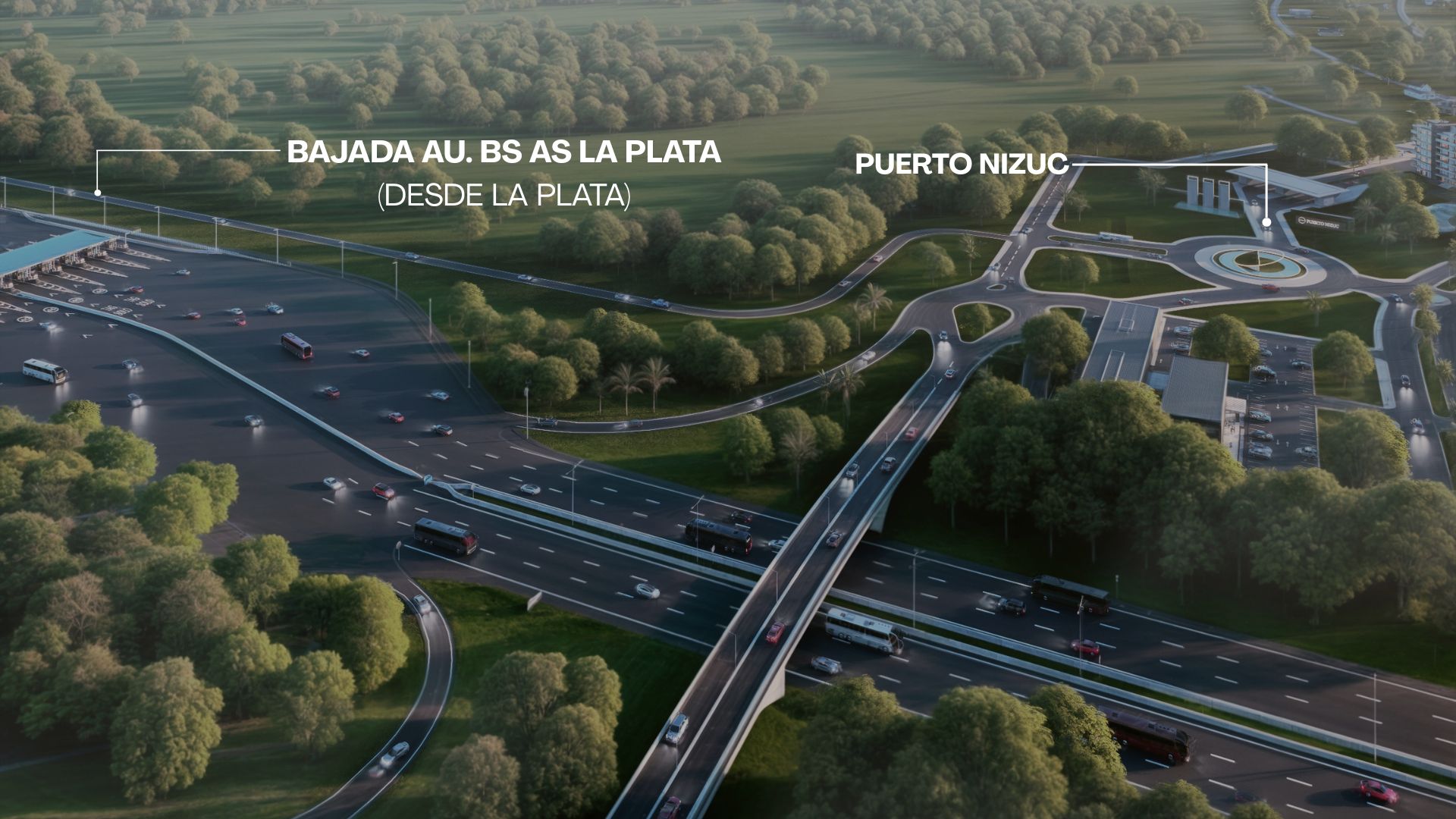 Bajada de la Autopista desde La Plata.
